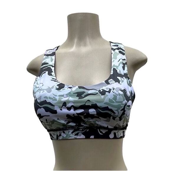Bebe Women's Size Small Multicolored Camouflage Cross back Sports Bra EUC - Picture 1 of 9